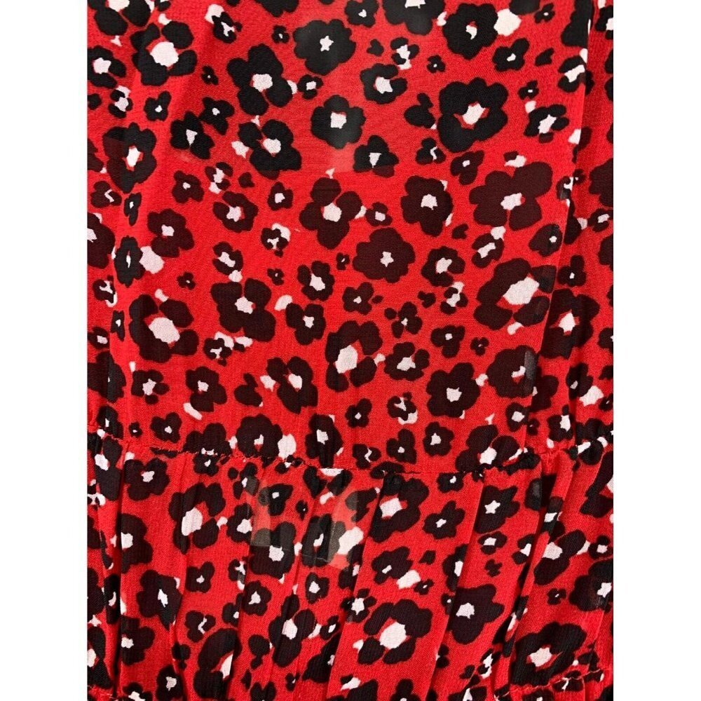 Anne Klein Midi Dress Size 6 Barn Red Combo Sleeveless Shift Side Zip Women New - Picture 6 of 11